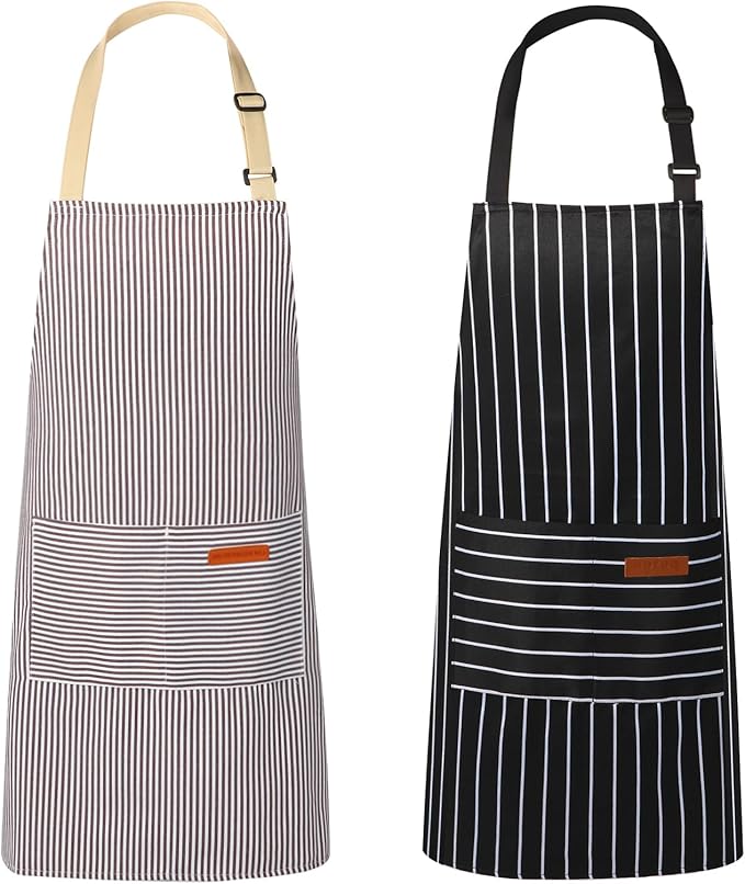 VALOME 2 Pack Kitchen Aprons, Apron for Cooking with 2 Pockets, Unisex Adjustable Neck Strap Chef Aprons for Men Women by VALOME