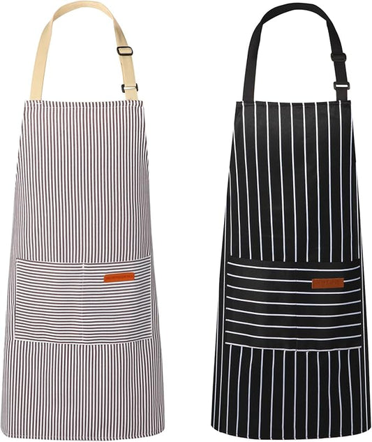 VALOME 2 Pack Kitchen Aprons, Apron for Cooking with 2 Pockets, Unisex Adjustable Neck Strap Chef Aprons for Men Women by VALOME