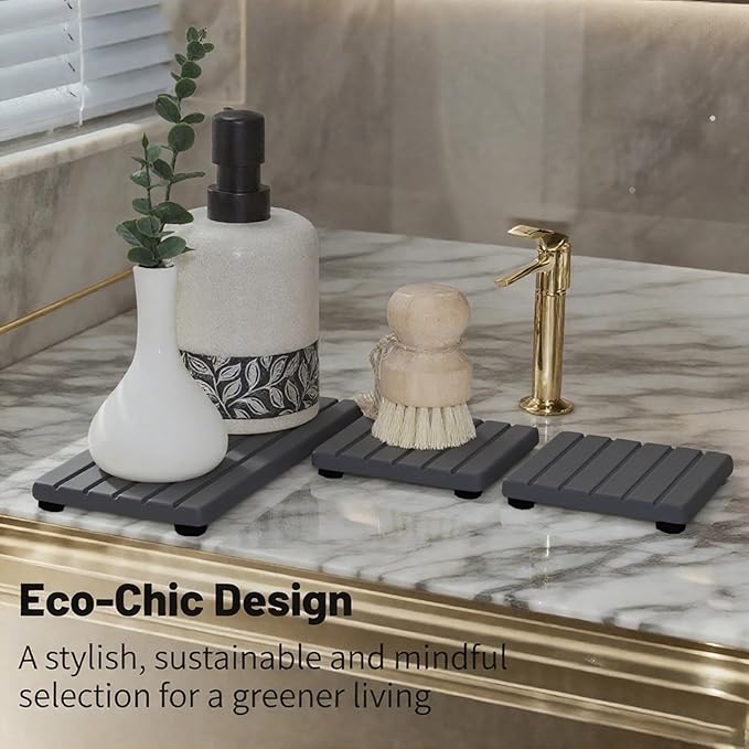 3PCS Stone Drying Tray, Stone Soap Tray, Water Absorbing Stones Trays for Sink, Fast Dry Diatomite Stones Sink Mat, Used for Hand Soap,Sponge,Toothbrush Holder in Bathroom Counter and Kitchen Sinks - Image 7
