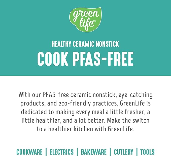 GreenLife 2.5QT Nonstick Saucepan with Glass Lid, Soft Grip, PFAS-Free Ceramic, Multipurpose Chef Pan, Milk & Sauce Cooking Pot, Dishwasher & Oven Safe to 350˚F, Stay-Cool Handle, Turquoise - Image 8