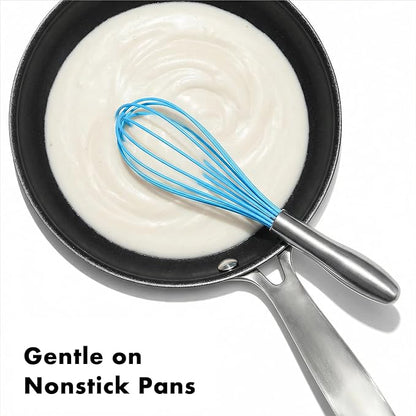 OYV 10-Inch Blue Silicone Whisk, Heat Resistant 480°F Kitchen Whisk with Stainless Steel Ergonomic Handle, Non-Scratch for Nonstick Cookware, Dishwasher Safe, Perfect for Blending, Cooking & Beating - Image 2