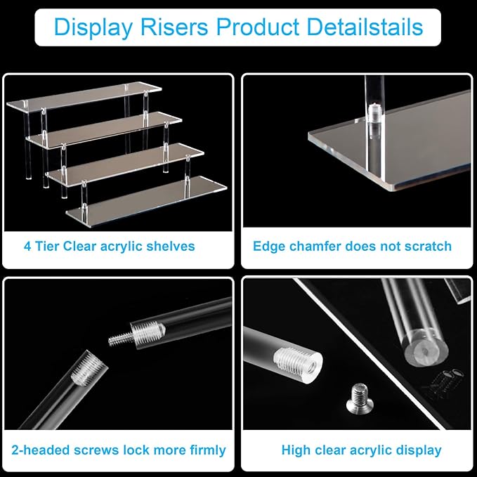 HENABLE 4 Tier Acrylic Perfume Organizer Stand, Clear Display Risers for Perfume, Cologne, Cosmetic, Skincare, Funko POP, Dessert Display, Cupcake Stand Holder - Image 4