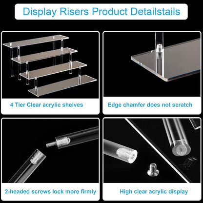 HENABLE 4 Tier Acrylic Perfume Organizer Stand, Clear Display Risers for Perfume, Cologne, Cosmetic, Skincare, Funko POP, Dessert Display, Cupcake Stand Holder - Image 4