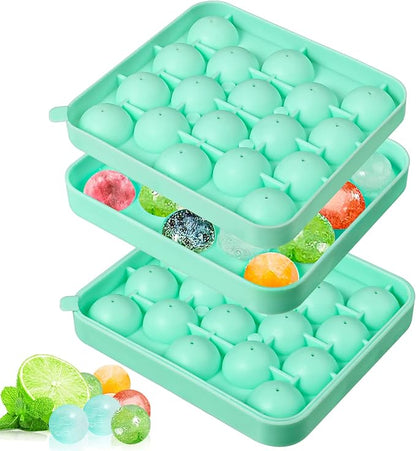 Webake 2 Pack Sphere Ice Cube Trays - 1.1" Small Round 36pcs Ice Ball Maker, Flexible Silicone Molds for Cocktails, Whiskey, Tea & Coffee - Easy Release & BPA Free (Green)