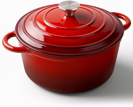 Miereirl 4.5 Quart Enameled Dutch Oven Pot with Lid, Cast Iron Dutch Oven with Dual Handles for Bread Baking, Cooking, Non-stick Enamel Coated Cookware (Red) by Miereirl