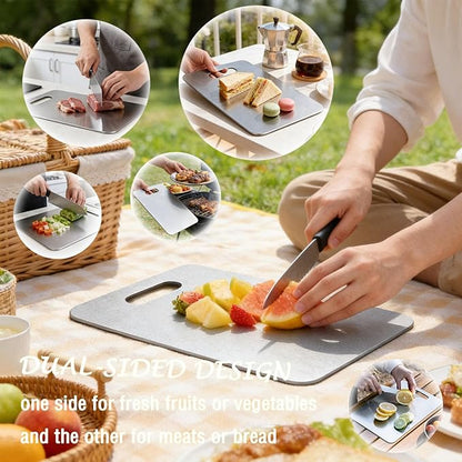 100% Pure Titanium Cutting Board Set of 3, Titanium Cutting Boards for Kitchen Dishwasher Safe, Food-Grade Metal Meat Chopping Board Mat for Cooking Tasks and Outdoor Charcuterie Party (S+M+L) - Image 3