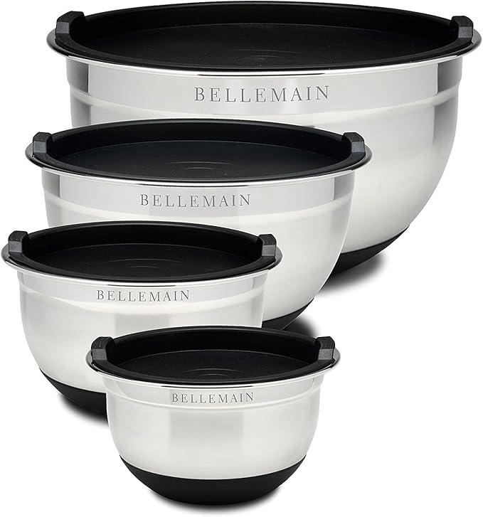Bellemain Stainless Steel Non-Slip Mixing Bowls with Lids (4-Piece Set) by Bellemain