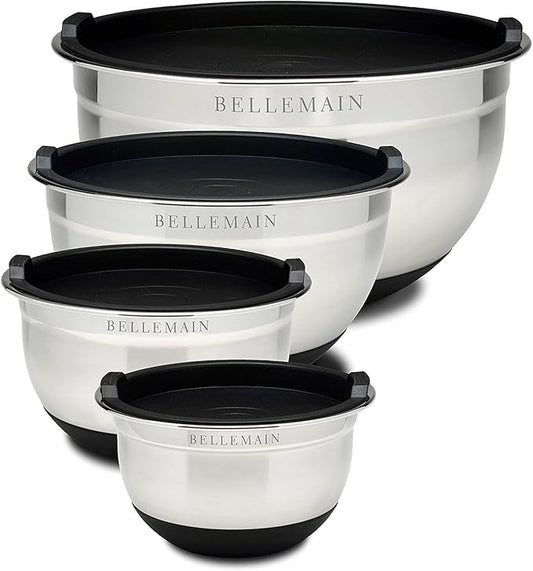 Bellemain Stainless Steel Non-Slip Mixing Bowls with Lids (4-Piece Set) by Bellemain