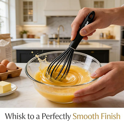 Anaeat 9" Silicone Balloon Whisk, Perfect for Non-Stick Cookware, Milk and Egg Beater Blender, Heat Resistant Kitchen Whisks for Whisking, Cooking, Baking, Beating, Frothing & Stirring (Black) - Image 2