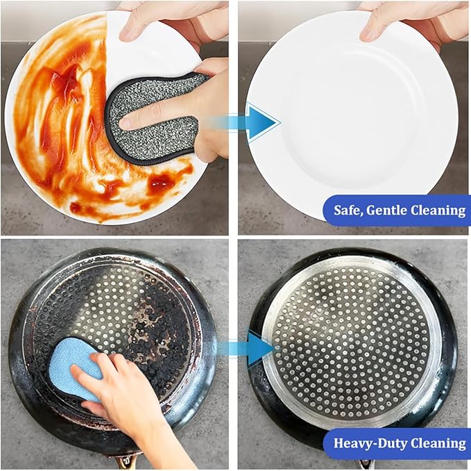 Dish Sponges Kitchen, 12 Pack Multi-Purpose Microfiber Scrub Sponge - Dual-Sided Heavy Duty Non-Scratch Scrubber, Reusable Cleaning Sponge for Dishes, Pots, Pans, Stovetop & Sink - Image 5