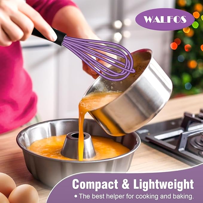 Walfos Mini Silicone Whisk, 5-7Inch, Heat Resistant (480F), Purple & Green - Image 5
