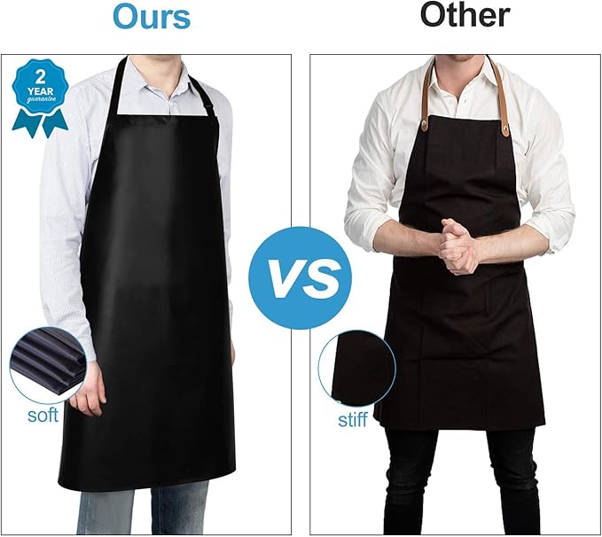 Gotega Waterproof Rubber Vinyl Apron Adjustable Dishwasher Apron - Apron for Women Men Heavy Duty Work Apron - Image 7