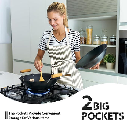 VALOME 2 Pack Kitchen Aprons, Apron for Cooking with 2 Pockets, Unisex Adjustable Neck Strap Chef Aprons for Men Women - Image 5