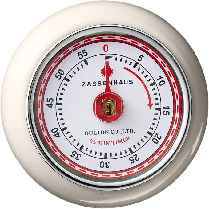 Zassenhaus Magnetic Retro Kitchen Timer, Classic Mechanical Cooking Timer (Cream) - Image 2