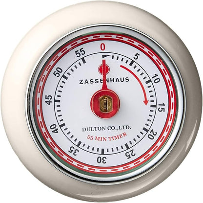 Zassenhaus Magnetic Retro Kitchen Timer, Classic Mechanical Cooking Timer (Cream) - Image 2