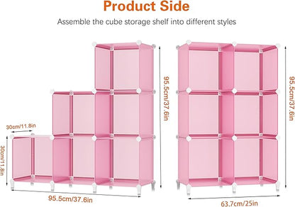 HOMIDEC 6-Cube Storage Shelf, Storage Bookcase Bookshelf with Metal Hammer, Storage Cubes Organizer Cabinet for Kids, Closet, Bedroom, Bathroom, (11.8x11.8x11.8 inch), Light Pink - Image 3