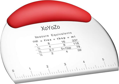 1 pcs Dough Pastry Scraper Chopper/Stainless Steel Dough Scraper Cutter with Ergonomic Rubber Non-Slip Grip/Dough Scraper Cutter/Pro Pastry Pizza Cutter Chopper (Red) by XoYoZo