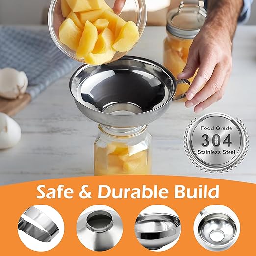 6 Pack Stainless Steel Canning Funnel for Filling Mason Jar with Mesh Strainer, Wide & Narrow Mouth Funnels for Kitchen Use, Filling Bottles & Dry Ingredients, Kitchen Gadgets Canning Supplies Kit - Image 2