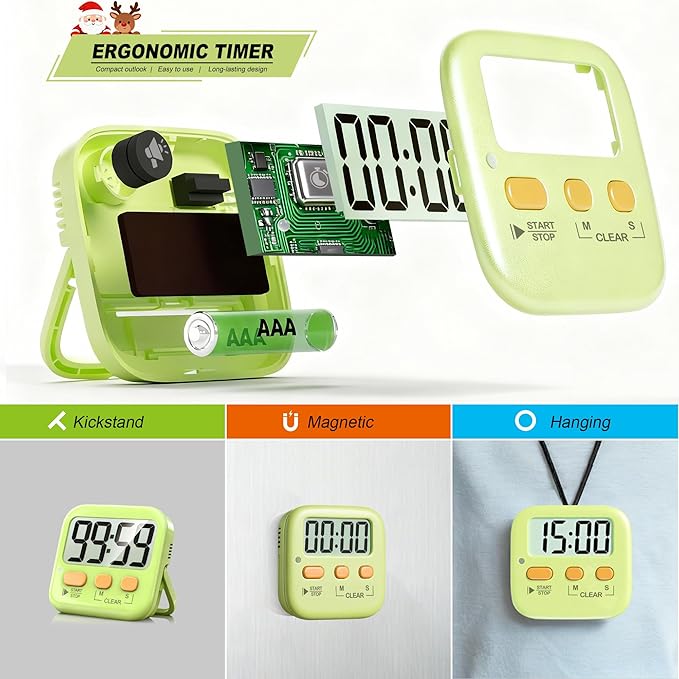 Antonki 2 Pack Digital Timer for Kids, Magnetic Countdown Kitchen Timers for Cooking, Egg, Classroom, Teacher, Exercise, Study, Oven - Battery Included - Image 5
