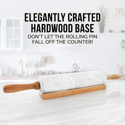 Zulay Kitchen 17-Inch Marble Rolling Pin With Stand - Polished Marble Rolling Pins For Baking With Long Beechwood Handle - Non-stick Roller Pin For Baking Pastries, Bread & Pizza - Image 6