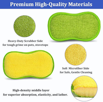 Dish Sponges Kitchen, 12 Pack Multi-Purpose Microfiber Scrub Sponge - Dual-Sided Heavy Duty Non-Scratch Scrubber, Reusable Cleaning Sponge for Dishes, Pots, Pans, Stovetop & Sink - Image 4