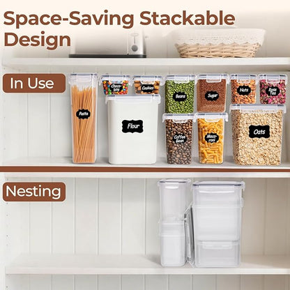 ComSaf Airtight Food Storage Containers with Lids, 11 Pcs Canisters Sets for the Kitchen, Plastic Pantry Organizers and Storage for Cereal, Flour, Sugar,Kitchen Storage Containers Include Labels - Image 4