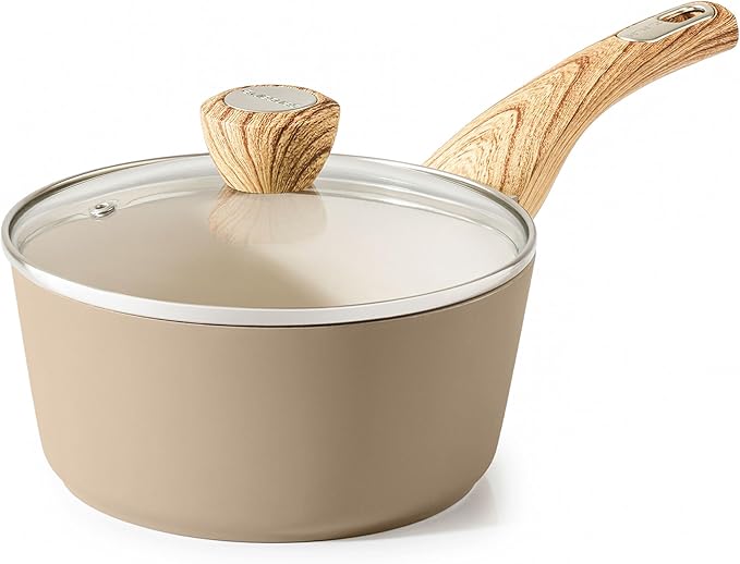 SENSARTE Ceramic Nonstick Sauce Pan with Lid, 1.5 Quart Small Saucepan, Cooking Pot with Stay Cool Handle, Non toxic Kitchen Sauce Pot, Non stick Saucier Pan, Induction Pot, PFOA PTFE PFAS PFOA Free by SENSARTE