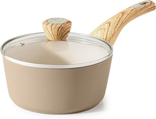 SENSARTE Ceramic Nonstick Sauce Pan with Lid, 1.5 Quart Small Saucepan, Cooking Pot with Stay Cool Handle, Non toxic Kitchen Sauce Pot, Non stick Saucier Pan, Induction Pot, PFOA PTFE PFAS PFOA Free by SENSARTE