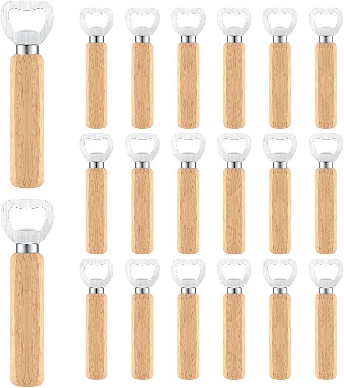 20 Pcs Wooden Bottle Opener Bulk Wooden Beer Opener Engravable DIY Bottle Opener for Gift Wedding Party Restaurant (20 Pcs) by Yugada