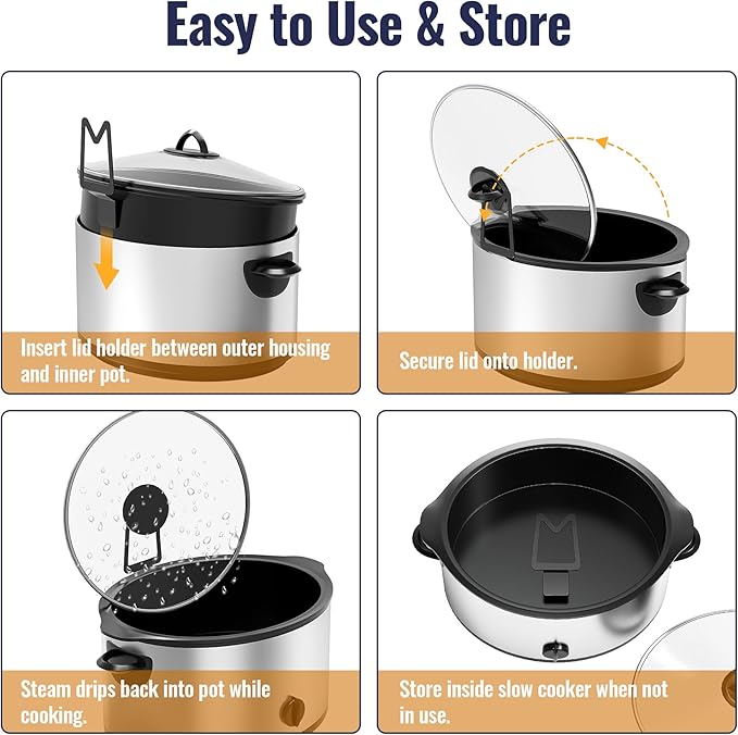 NiHome 2-Pack Slow Cooker Lid Holder Fit for Crockpot for Hands-Free Cooking, Fits Various Lid Sizes, Stable and Non-Slip Design, Prevents Water Stains on Countertops, Easy to Use, Space-Saving (2PCS)