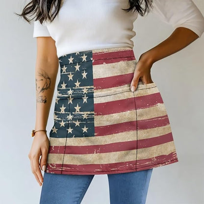 Server Apron with 3 Pockets, Waterproof Oil Waitress Waiter Half Apron for Restaurant Hotel Kitchen Cafe