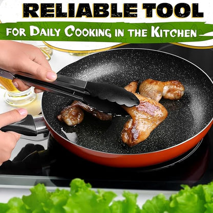 Kitchen Tongs Set of 3-7/9/12" Silicone Tipped Tongs for Cooking with Stainless Steel Build for Heat Resistant Handling, Non Stick & Easy-Lock Storage – Versatile Set for Meat Flipping & Salad Prep - Image 7