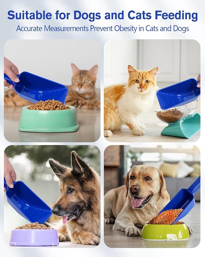 2 Cup Dog Food Scoop(2 Pack), Plastic Pet Food Scoop with Measuring Lines for Accurate Pet Food Portions,Dishwasher Safe (Blue and Grey) - Image 8