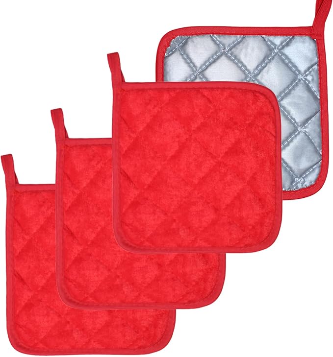 4 Pack Pot Holders for Kitchen Clearance Oven Potholders Sets for Kitchens Hot Pads for Kitchen Countertops Heat Resistant Red by Unknown