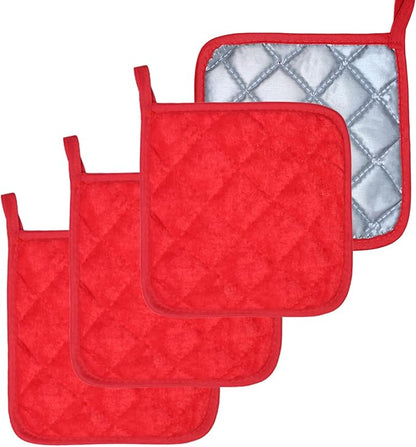 4 Pack Pot Holders for Kitchen Clearance Oven Potholders Sets for Kitchens Hot Pads for Kitchen Countertops Heat Resistant Red by Unknown