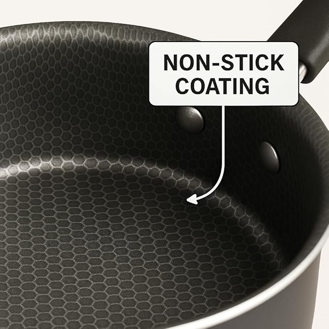 1-Quart Non-Stick Sauce Pan with Stay-Cool Handle – Durable Steel Construction, Even Heat Distribution, Easy-Clean Coating, Gray Finish