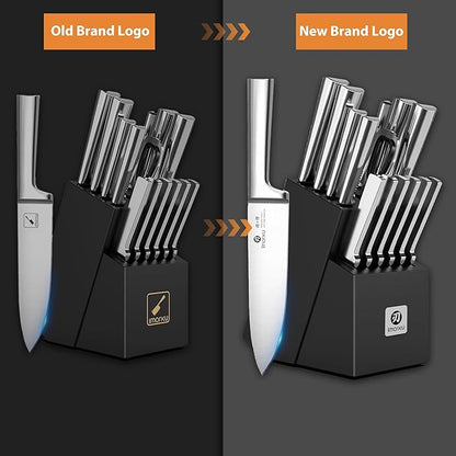 imarku 15-Piece Knife Block Set Built-in Sharpener, Japanese High Carbon Stainless Steel Kitchen Knife Set, Dishwasher Safe, Chef Knife Set with Wooden Knife Block, Steak Knives for Kitchen Cooking - Image 5