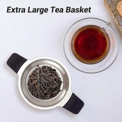 Tifanso Stainless Steel Tea Infuser Steeper Strainer for Loose Leaf Tea, Fine Mesh Reusable Diffusers Ball Bag Filter Holder with Heat Proof Handles for Teapots, Mugs, Cups - Image 5