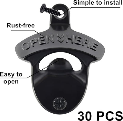 30 Packs Black Bottle Top Opener Wall Mounted Beer Cap Opener Stainless Bulk for DIY Wooden Crafts - Image 2