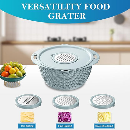 4 in 1 Colander with Mixing Bowl Set, Colander for Kitchen, Strainers and Colanders, Pasta Strainer, Fruit Cleaner, Veggie Wash, Aesthetic Kitchen Essentials - Blue - Image 5