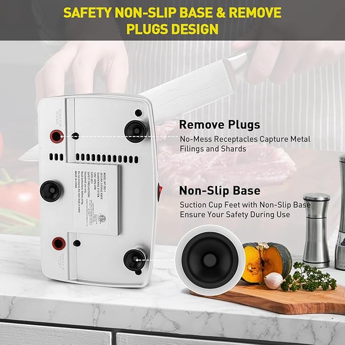 Secura 2-Stage Electric Knife Sharpener with Diamond Abrasives and Precision Angle Guides, Professional Sharpening Tool for Kitchen Straight Edge and Ceramic Knife, Black - Image 6