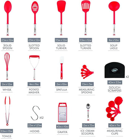 Kitchen Utensils Set 35 PCS Cooking Utensils Set, Nonstick and Heat Resistant Nylon Stainless Steel Silicone Spatula Set - Kitchen Gadgets Home Essentials Kitchen Accessories, Apartment Must Haves - Image 2