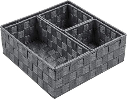 Posprica Woven Storage Baskets for Organizing, Small Baskets Cube Bin Container Tote Organizer Divider for Drawer, Closet, Shelf, Dresser, Set of 4(Dark Grey) by Posprica