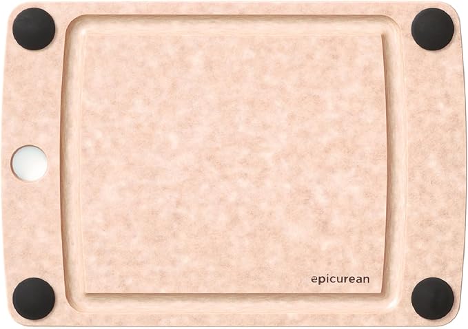 Epicurean All-In-One Cutting Board with Non-Slip Feet and Juice Groove, 10" × 7", Natural/Black by Epicurean