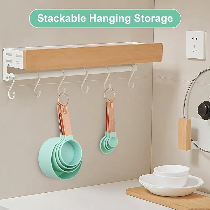 8-Piece Stackable Rose Gold Stainless Steel Handled Measuring Cups and Spoons for Measuring Dry and Liquid Ingredients (Pink)