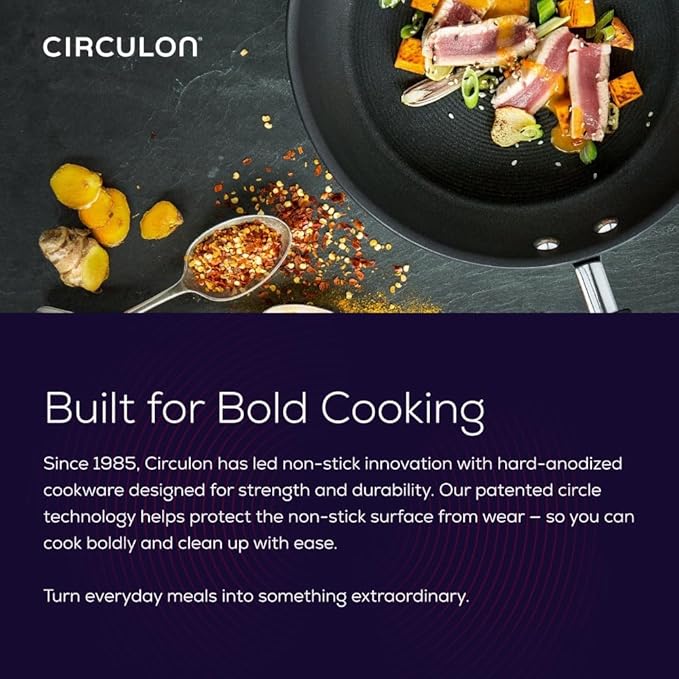 Circulon Symmetry Hard Anodized Nonstick Induction Frying Pan Twin Pack, 10-Inch and 12-Inch, Pan Sets for Cooking Nonstick, Black - Image 11
