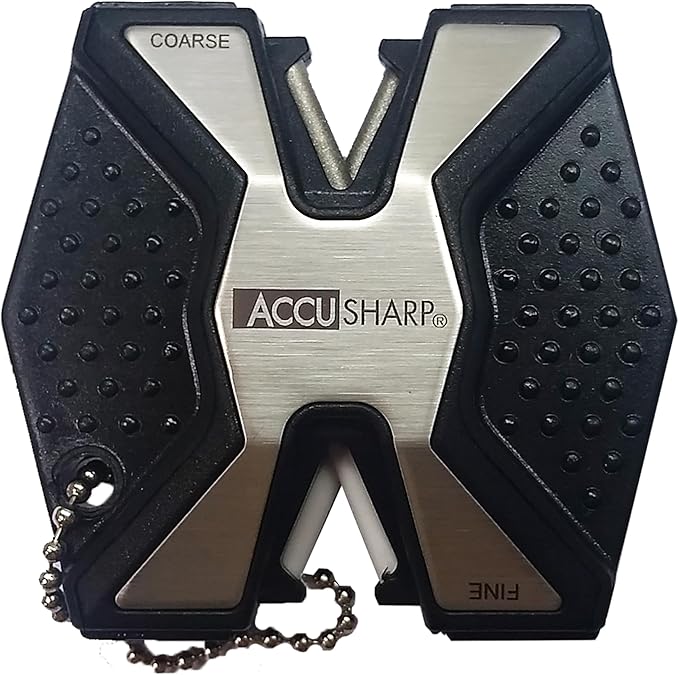AccuSharp Diamond Pro 2-Step Knife Sharpener, Restores, Hones & Sharpens Blade’s Edge, 2-Step Coarse & Fine Rods for Kitchen Knives & All Types of Blades, Compact & Portable Knife Keychain Tool, Black by AccuSharpKnifeSharpeners
