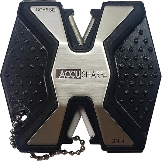 AccuSharp Diamond Pro 2-Step Knife Sharpener, Restores, Hones & Sharpens Blade’s Edge, 2-Step Coarse & Fine Rods for Kitchen Knives & All Types of Blades, Compact & Portable Knife Keychain Tool, Black by AccuSharpKnifeSharpeners
