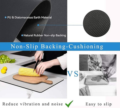 Dish Drying Mat for Kitchen Counter,Drying Mat for Dish Rack,Absorbent Hide Stain Rubber Mat,Coffee Mat, Kitchen Counter Mat (Light Gray, 12"x19") - Image 6