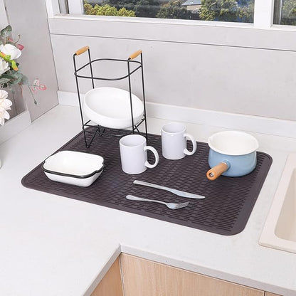 MicoYang Silicone Dish Drying Mat for Multiple Usage,Easy clean,Eco-friendly,Heat-resistant Silicone Mat for Kitchen Counter or Sink,Refrigerator or Drawer Liner Coffee 3XL 28 inches x 18 inches - Image 5
